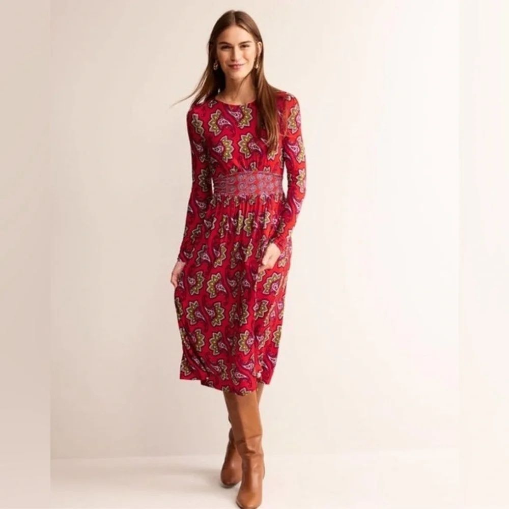 Boden Red Thea Midi Dress